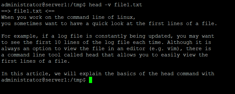 Linux head 命令入门:5 个实用示例详解